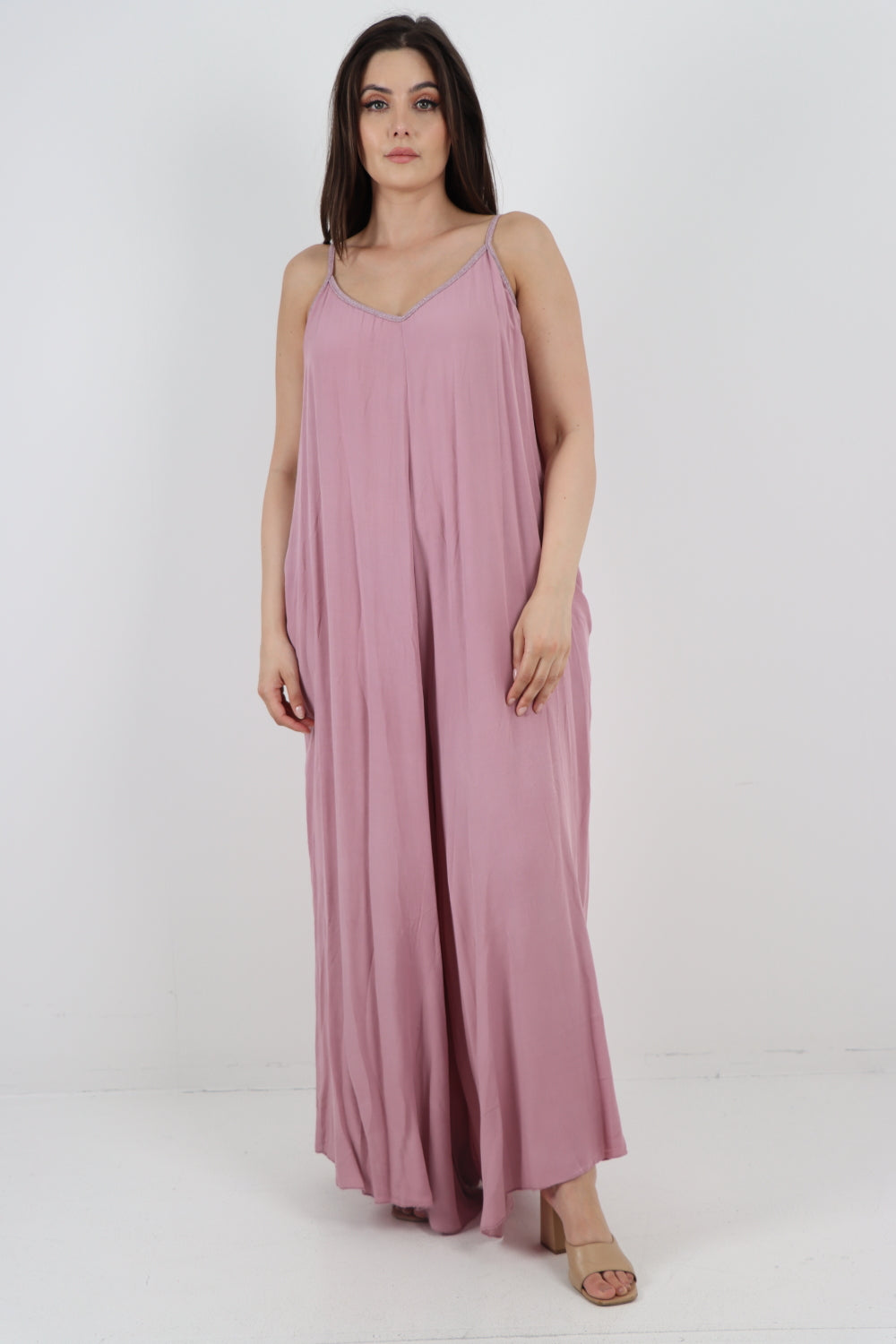 Italian Lurex Strap Pocketed Jumpsuits