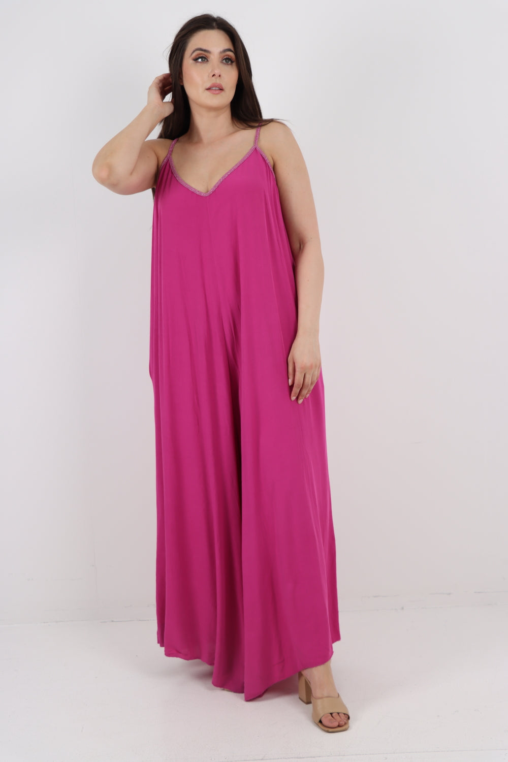 Italian Lurex Strap Pocketed Jumpsuits