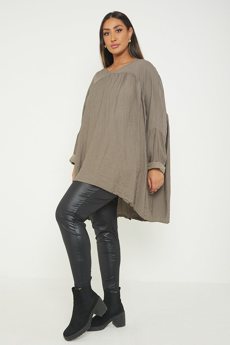 ITALIAN V NECK LONG SLEEVE TUNIC TOP