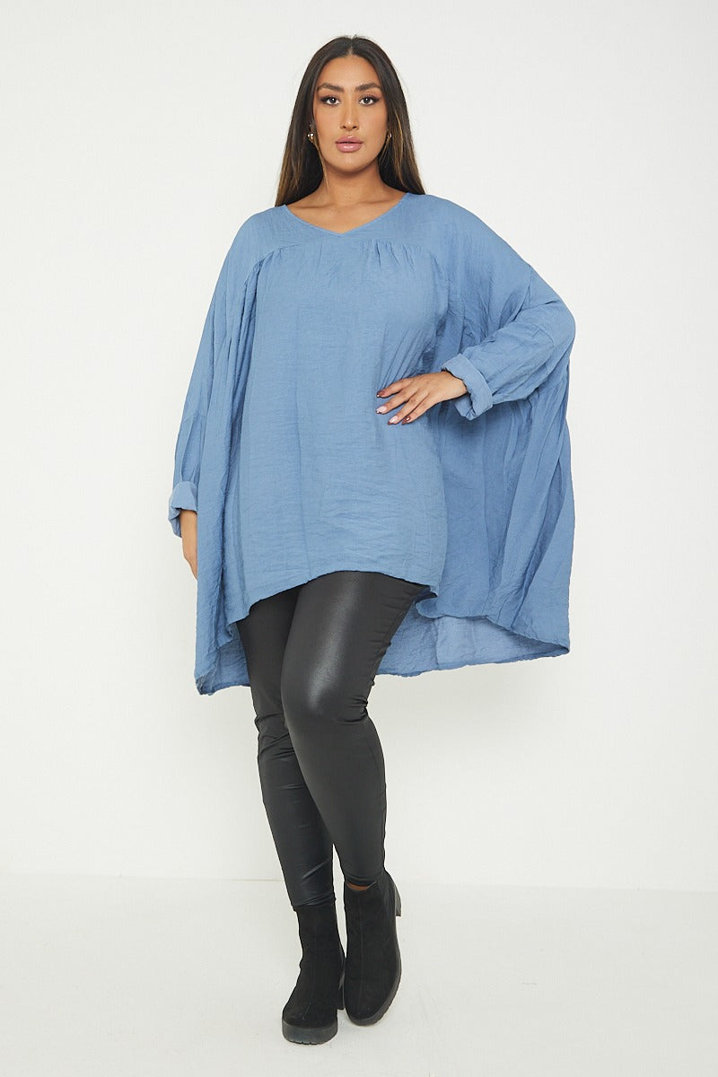 ITALIAN V NECK LONG SLEEVE TUNIC TOP