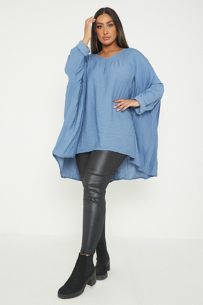 ITALIAN V NECK LONG SLEEVE TUNIC TOP