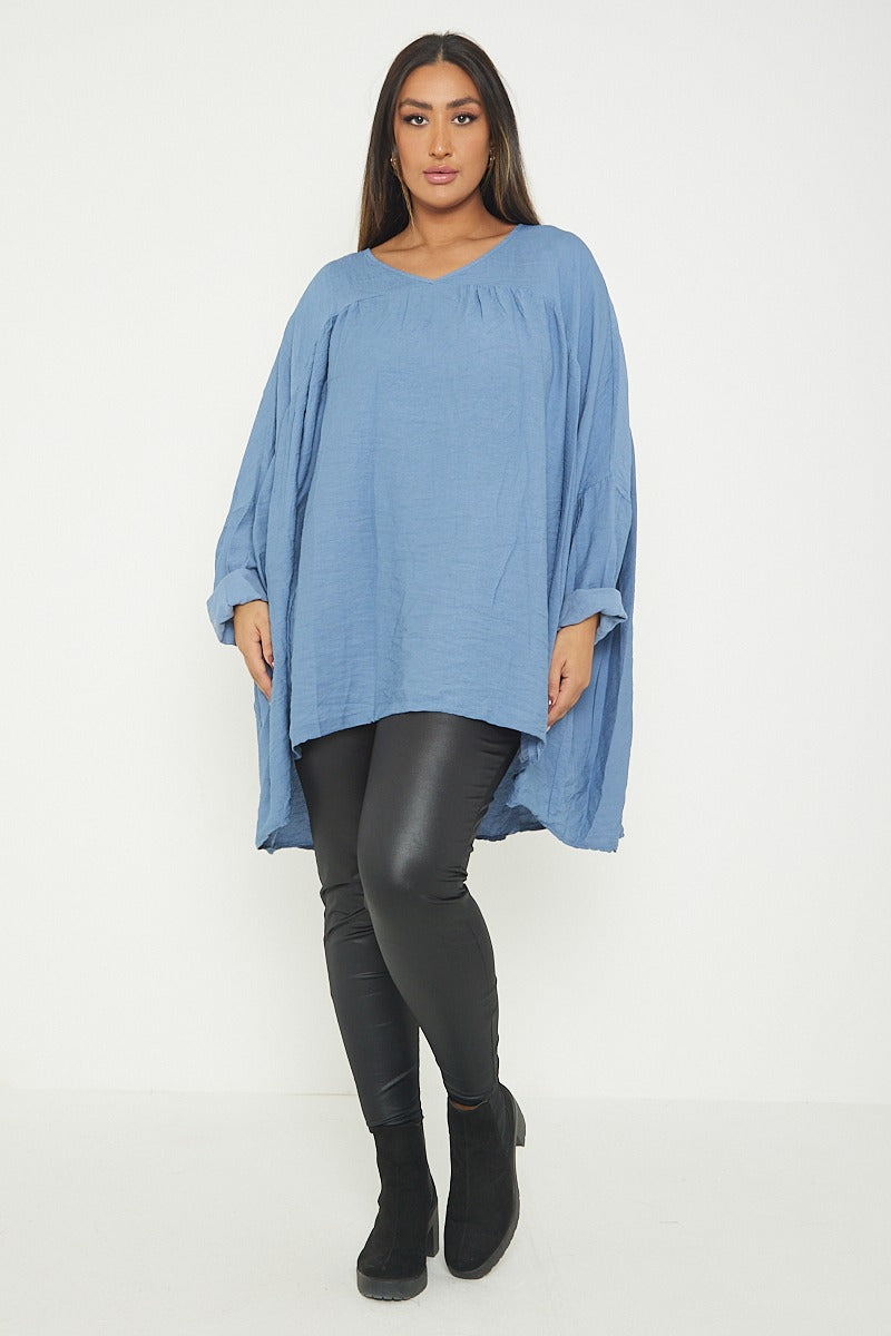 ITALIAN V NECK LONG SLEEVE TUNIC TOP