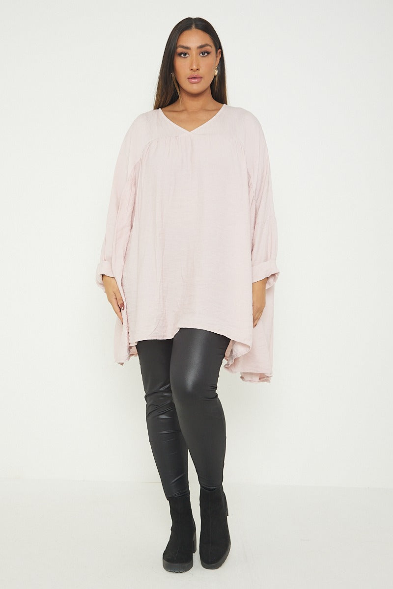ITALIAN V NECK LONG SLEEVE TUNIC TOP
