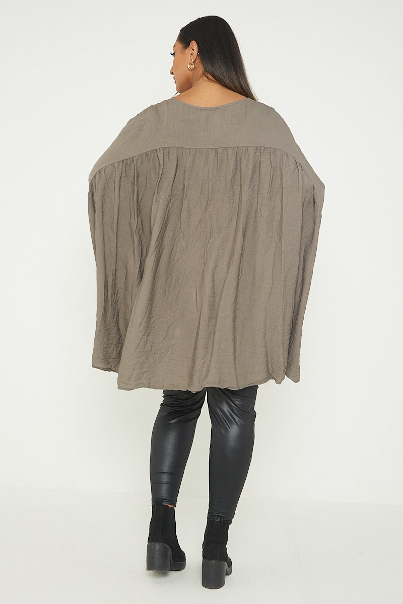 ITALIAN V NECK LONG SLEEVE TUNIC TOP