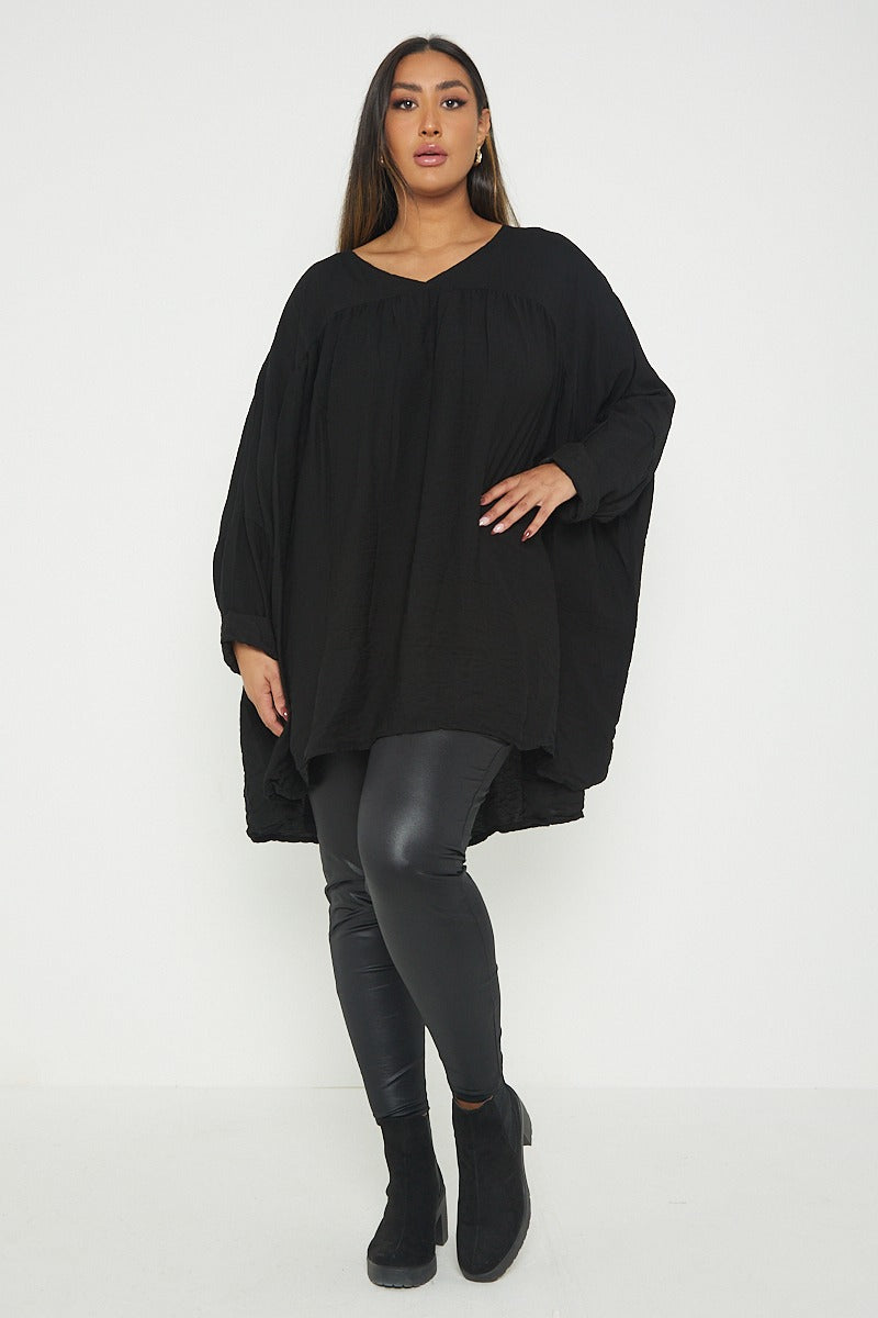 ITALIAN V NECK LONG SLEEVE TUNIC TOP