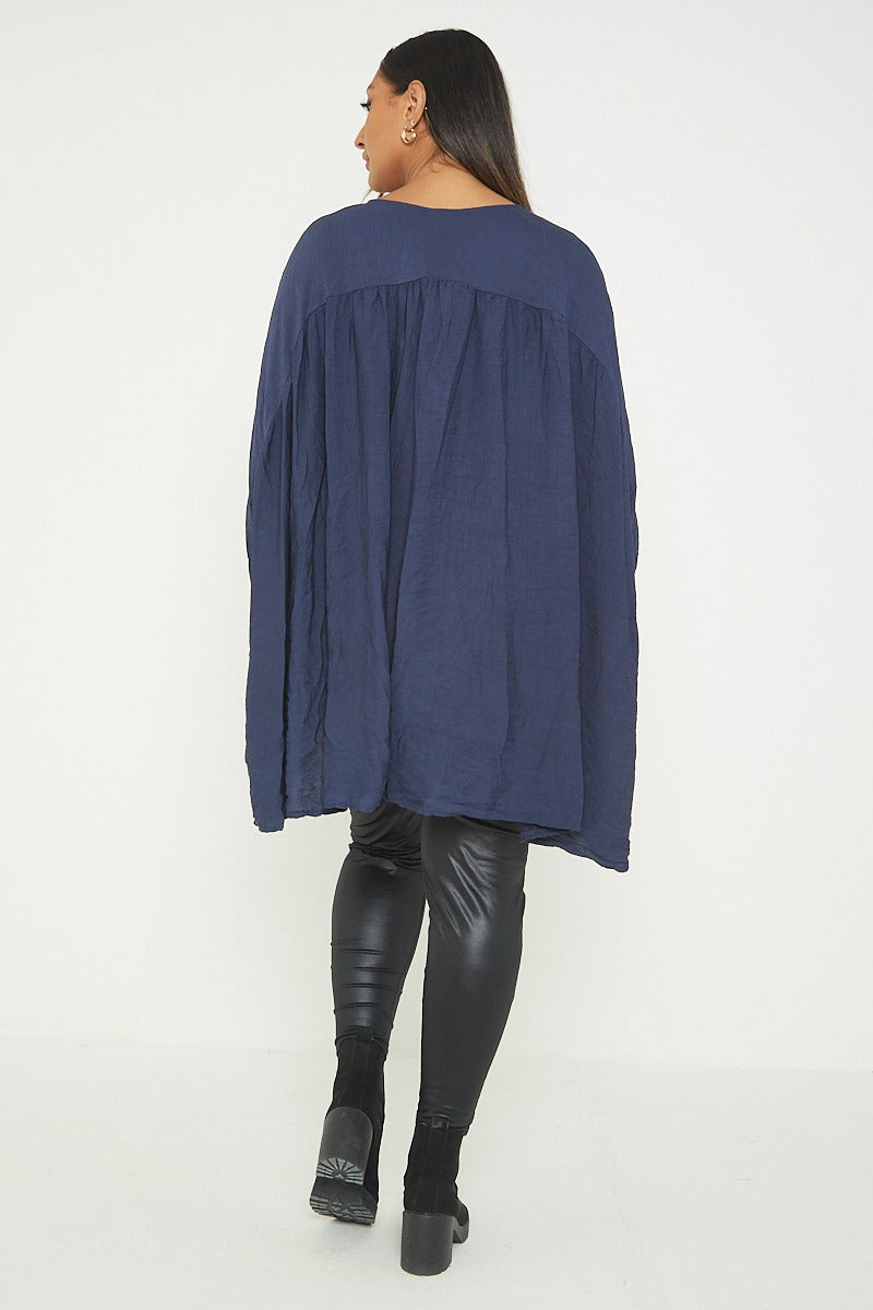 ITALIAN V NECK LONG SLEEVE TUNIC TOP