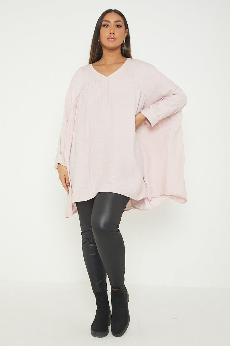 ITALIAN V NECK LONG SLEEVE TUNIC TOP