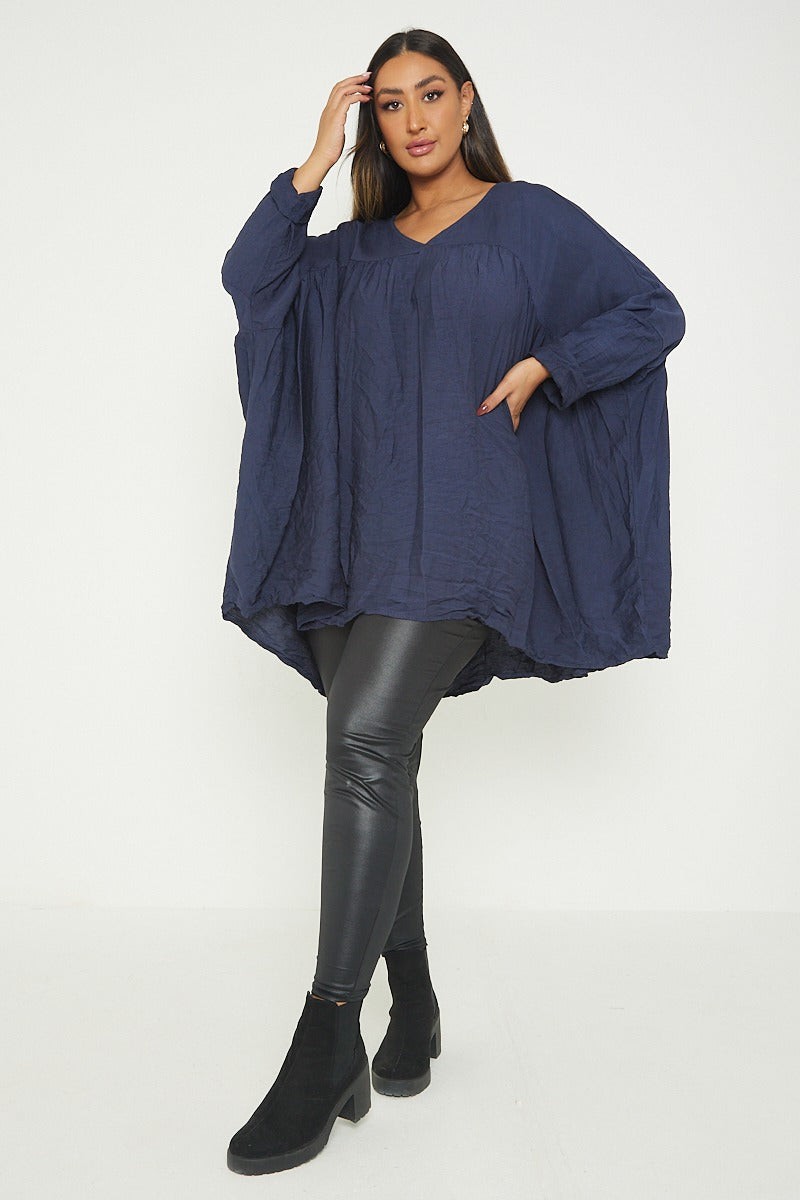 ITALIAN V NECK LONG SLEEVE TUNIC TOP
