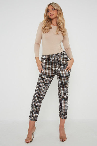 One Size Check Print Magic Trousers