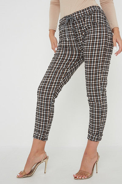 One Size Check Print Magic Trousers