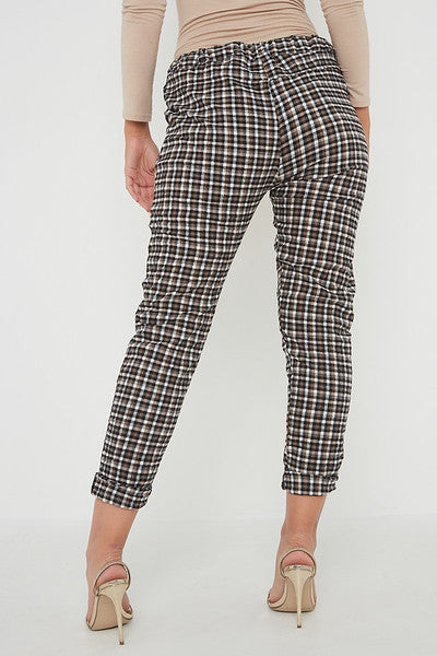 One Size Check Print Magic Trousers