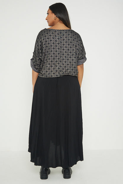 One Size Geo Print Jumper Top with Long Dress