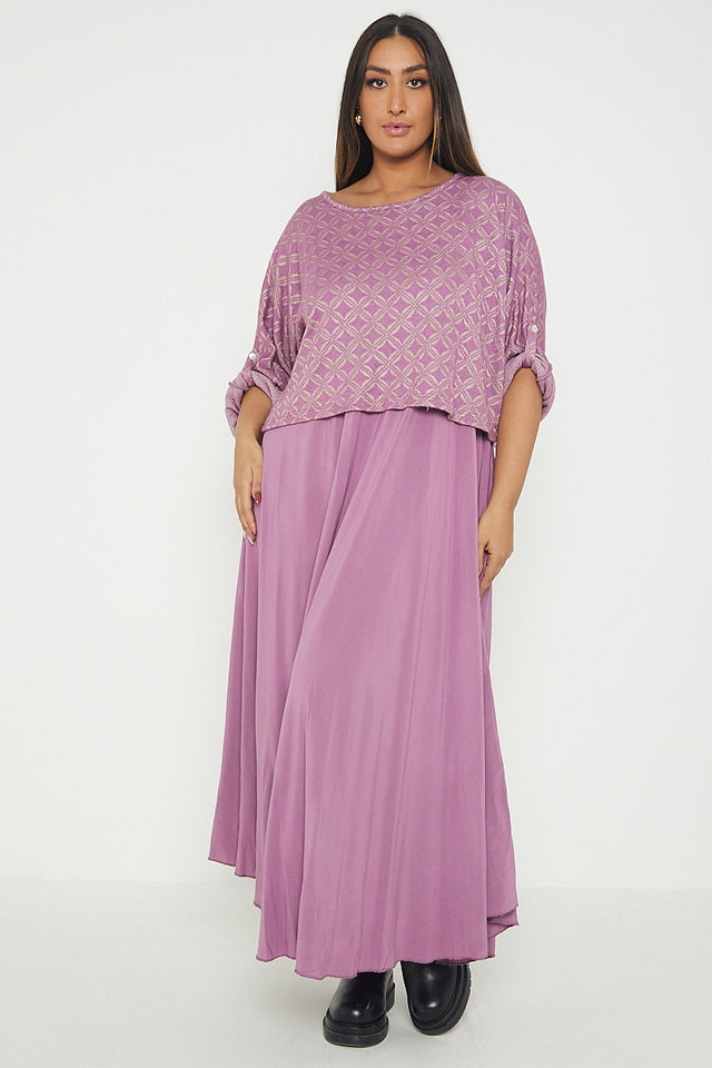 One Size Geo Print Jumper Top with Long Dress