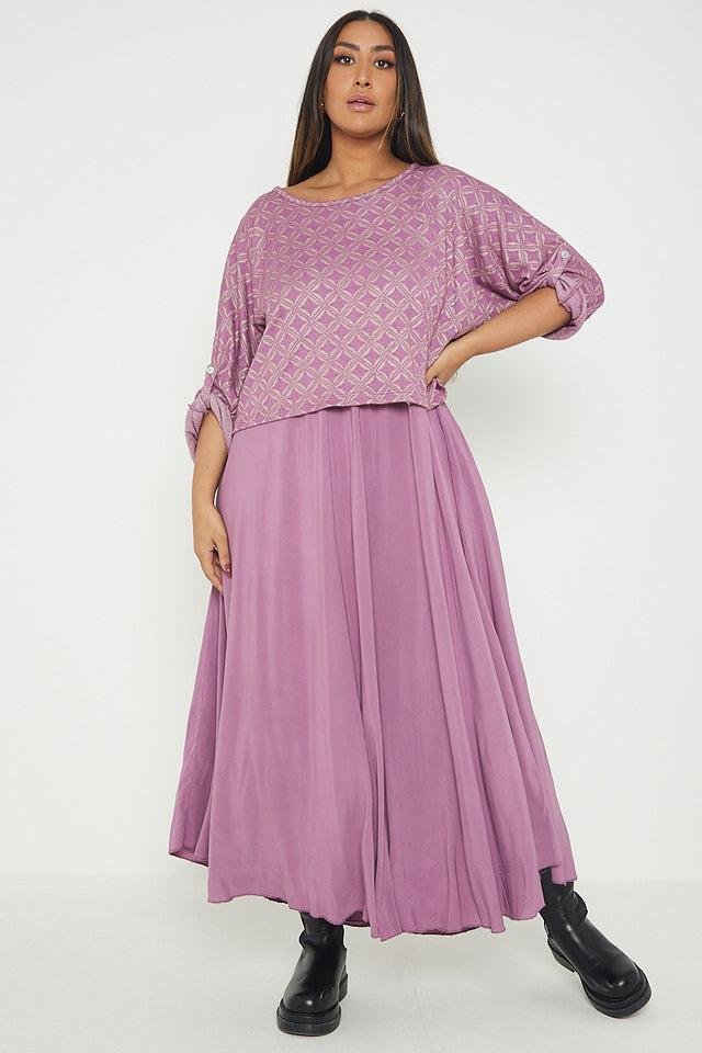 One Size Geo Print Jumper Top with Long Dress