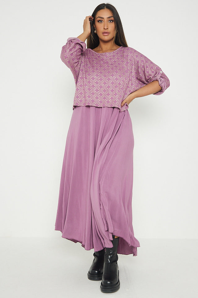 One Size Geo Print Jumper Top with Long Dress