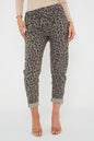 One Size Leopard Print Cuffed Trousers