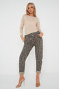 One Size Leopard Print Cuffed Trousers