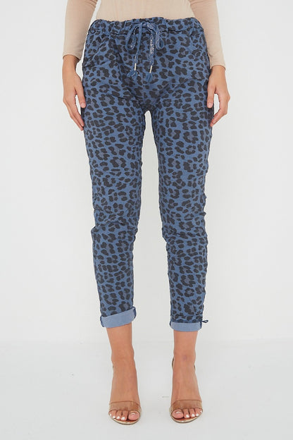 One Size Leopard Print Cuffed Trousers