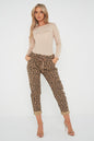 One Size Leopard Print Cuffed Trousers