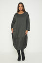 One Size Round Neck Knitted Jumper Dress With Satin Hem