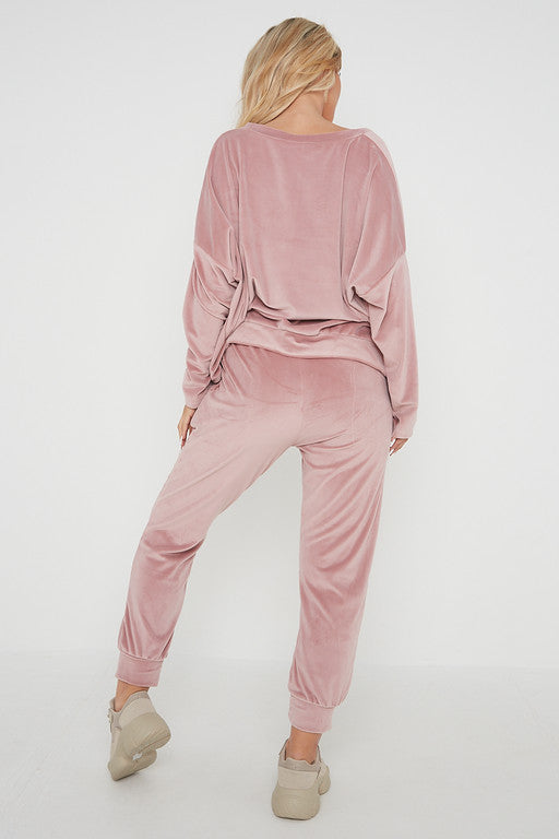 One Size Velvet Jumper and Jogger Loungewear Set