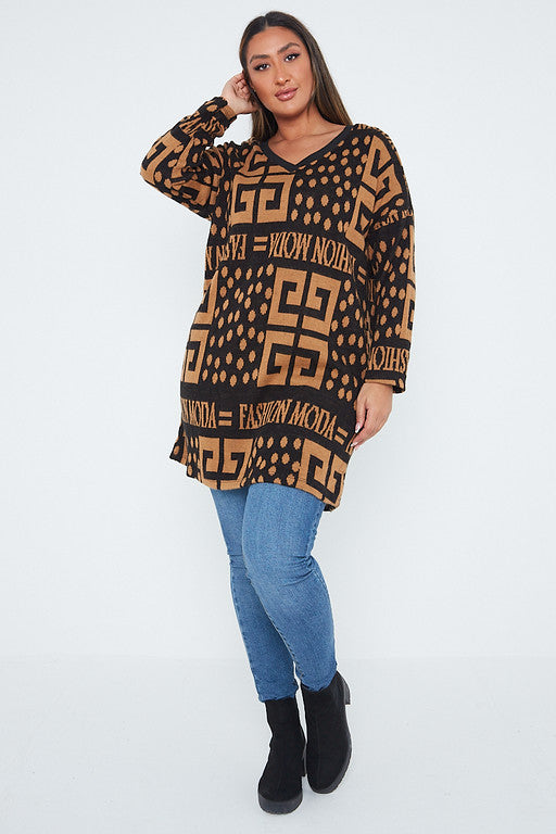 One Size Fashion Moda Pattern Jumper Top