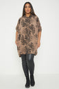 One Size Animal Print Turn Up Sleeve Shirt With Pockets