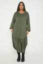 One Size Round Neck Knitted Jumper Dress With Satin Hem