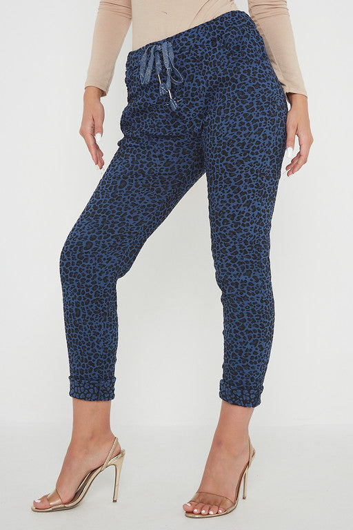 One Size Leopard Print Cuffed Trousers