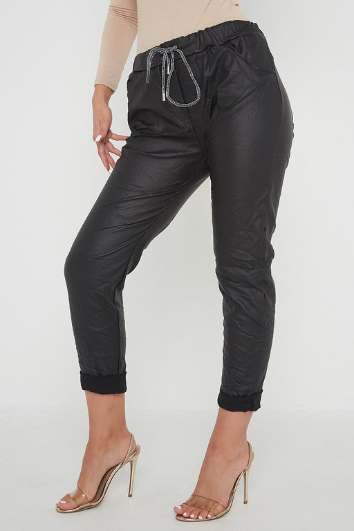 Wetlook Leather Stretch Pants