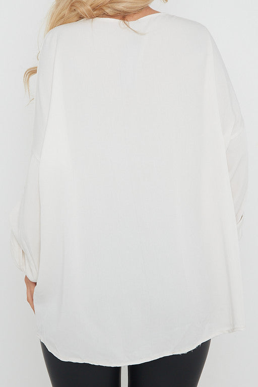 One Size 'V' Embellished V Neck Top