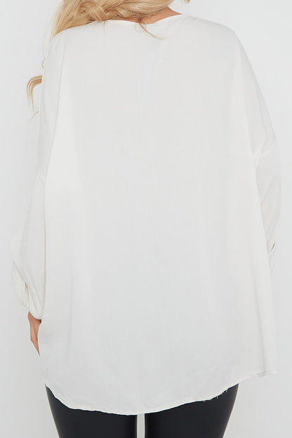 One Size 'V' Embellished V Neck Top