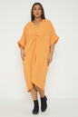 One Size Twist Front Mid Sleeve Midi Tunic Dress