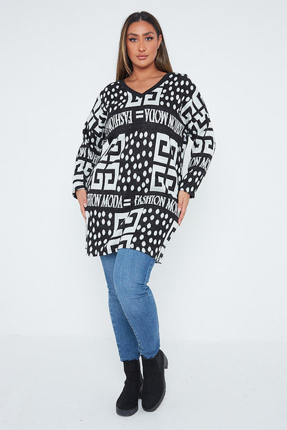 One Size Fashion Moda Pattern Jumper Top