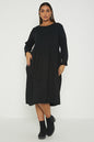 One Size Asymmetrical Skirt Long Sleeve Midi Dress