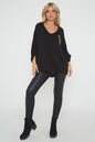 One Size 'V' Embellished V Neck Top
