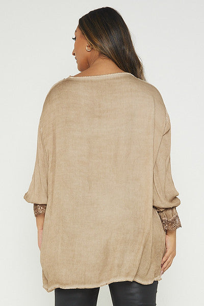 One Size Lace Trim Blouse