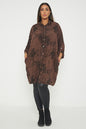 One Size Animal Print Turn Up Sleeve Shirt With Pockets