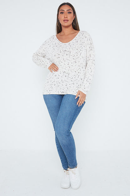 One Size Orange Leopard Print Top