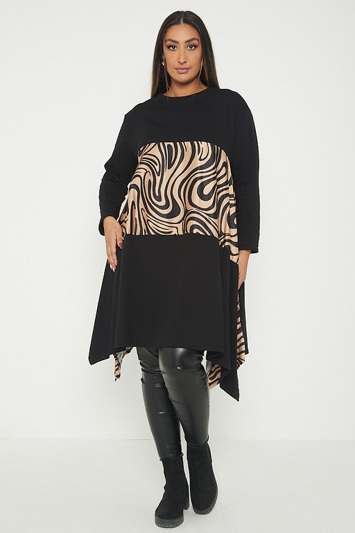 SIZE 1 (FITS 8-16) Swirl Print Long Top