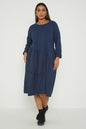 One Size Asymmetrical Skirt Long Sleeve Midi Dress