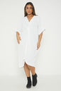 One Size Twist Front Mid Sleeve Midi Tunic Dress