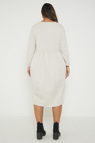 One Size Asymmetrical Skirt Long Sleeve Midi Dress