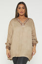 One Size Lace Trim Blouse