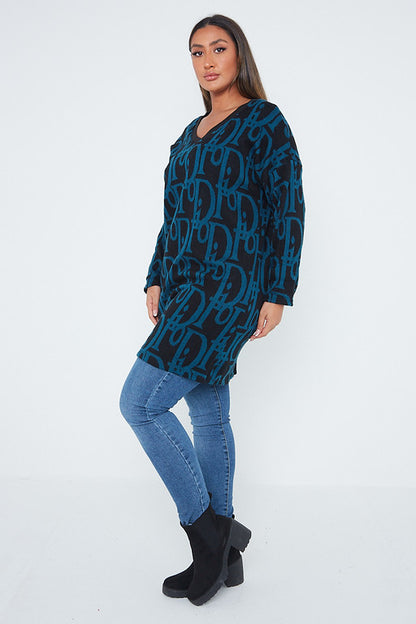 One Size Fashion Moda Pattern Jumper Top