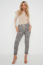 One Size Leopard Print Cuffed Trousers
