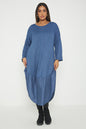 One Size Round Neck Knitted Jumper Dress With Satin Hem