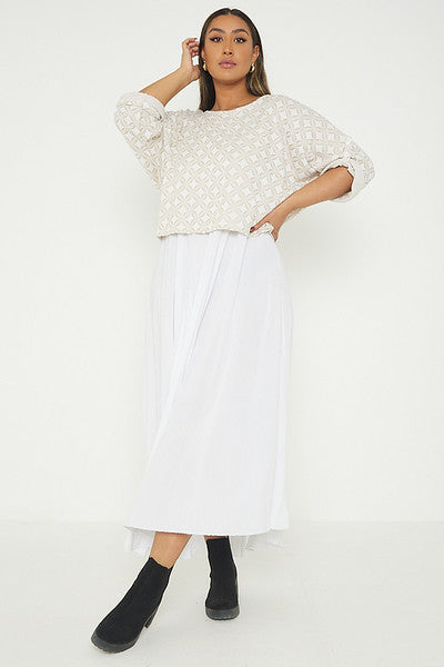 One Size Geo Print Jumper Top with Long Dress