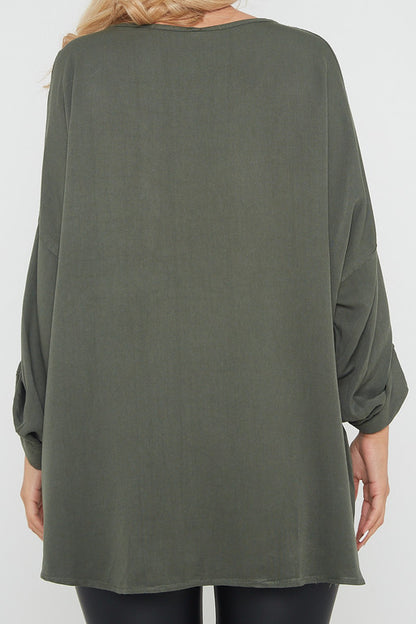 One Size 'V' Embellished V Neck Top