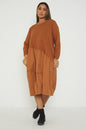 One Size Asymmetrical Skirt Long Sleeve Midi Dress